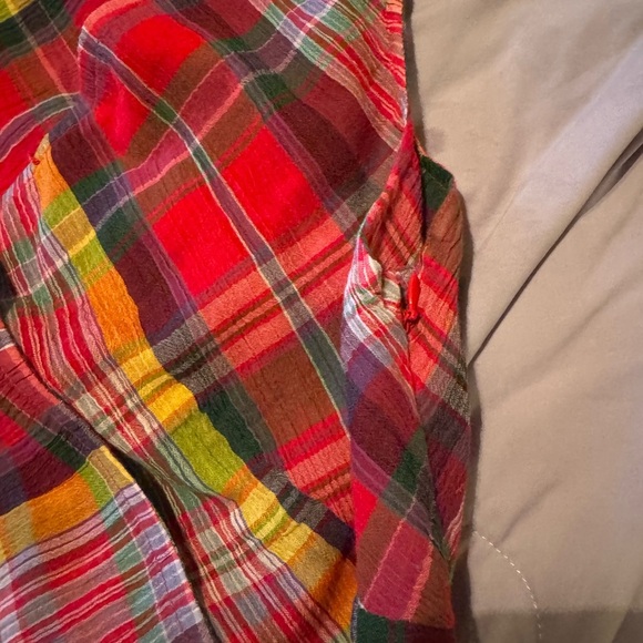 Ralph Lauren plaid crinkle, cotton sleeveless wrap dress size 12 - Picture 6 of 11